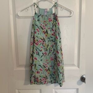 Floral Halter Top in Mint Green and Pink